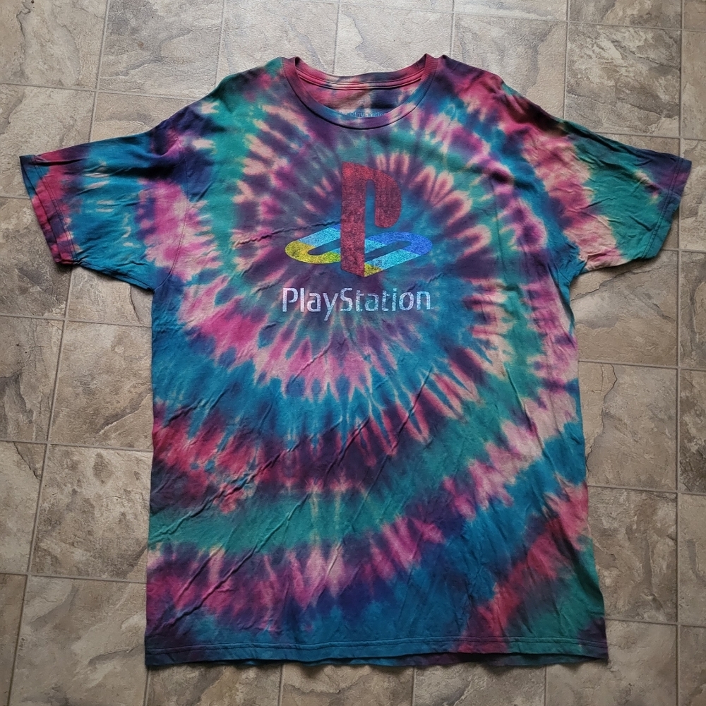 Playstation Tie-Dye Custom Handmade T- Shirt